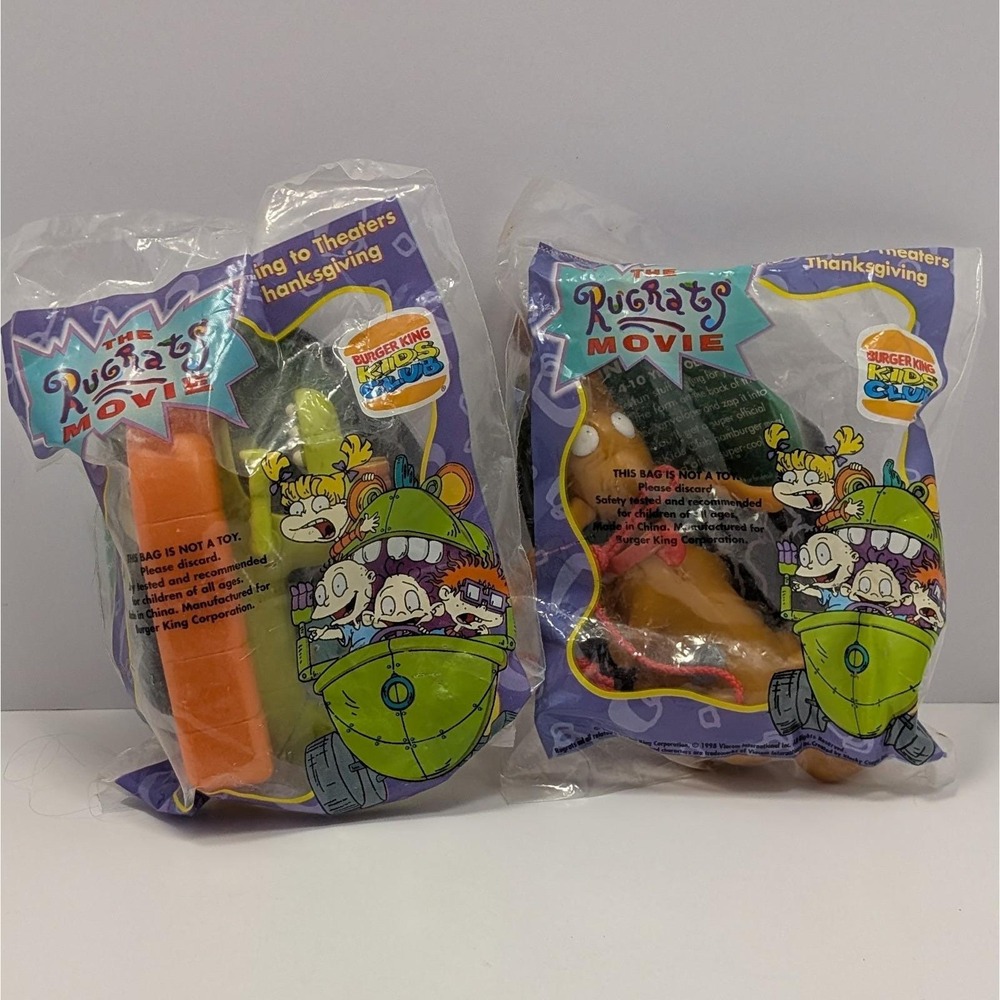 NIB Rugrats Chucky on Reptar & Spike the Dog BK Kids Toy 1998 from Rugrats Movie